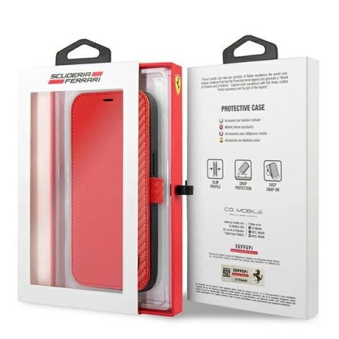 Etui Ferrari On Track Carbon Stripe na iPhone 13 Pro / iPhone 13 - czerwone Etui Ferrari On Track Carbon Stripe na iPhone 13 Pro / iPhone 13 - czerwone