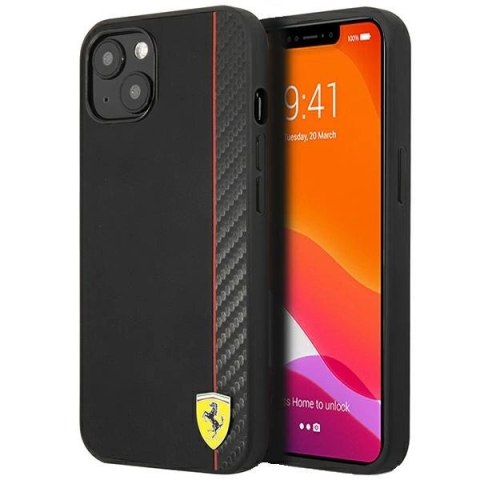 Etui Ferrari On Track Carbon Stripe na iPhone 13 mini - czarne Etui Ferrari On Track Carbon Stripe na iPhone 13 mini - czarne