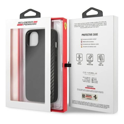Etui Ferrari On Track Carbon Stripe na iPhone 13 mini - czarne Etui Ferrari On Track Carbon Stripe na iPhone 13 mini - czarne