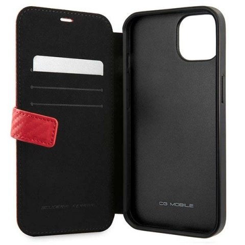 Etui Ferrari On Track Carbon Stripe na iPhone 13 mini - czerwone