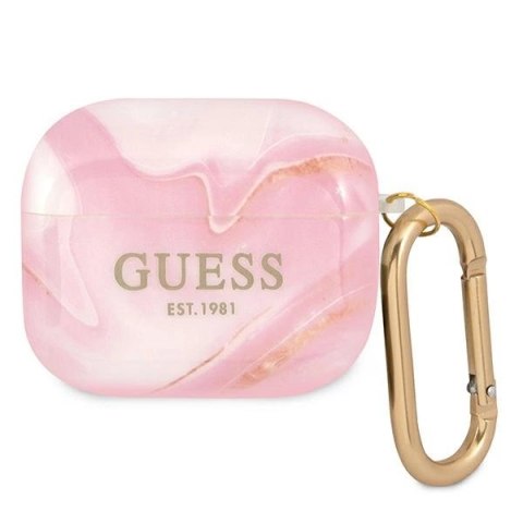 Etui Guess Marble Collection na AirPods 3 - różowe