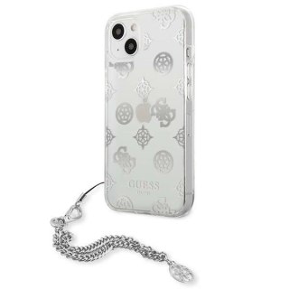 Etui Guess Peony Chain Collection na iPhone 13 mini - srebrne