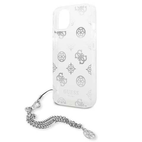 Etui Guess Peony Chain Collection na iPhone 13 mini - srebrne