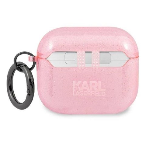 Etui Karl Lagerfeld Glitter Karl's Head na AirPods 3 - różowe Etui Karl Lagerfeld Glitter Karl's Head na AirPods 3 - różowe