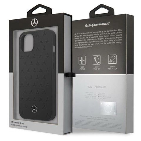 Etui Mercedes Leather Stars Pattern na iPhone 13 mini - czarne Etui Mercedes Leather Stars Pattern na iPhone 13 mini - czarne
