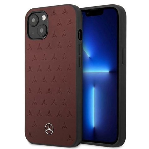 Etui Mercedes Leather Stars Pattern na iPhone 13 mini - czerwone Etui Mercedes Leather Stars Pattern na iPhone 13 mini - czerwone