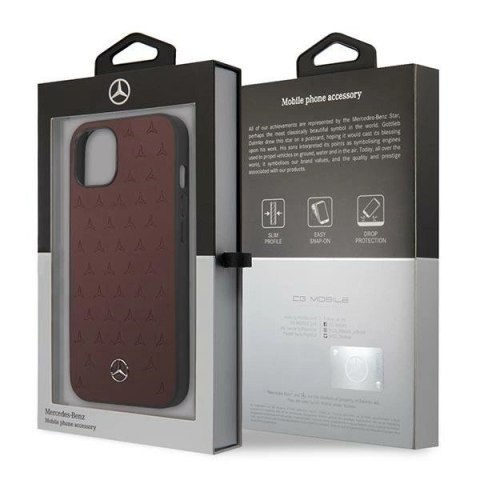 Etui Mercedes Leather Stars Pattern na iPhone 13 mini - czerwone Etui Mercedes Leather Stars Pattern na iPhone 13 mini - czerwone