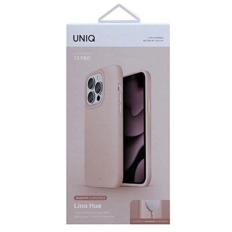 Etui UNIQ Lino Hue MagSafe na iPhone 13 Pro / iPhone 13 - różowe Etui UNIQ Lino Hue MagSafe na iPhone 13 Pro / iPhone 13 - różowe