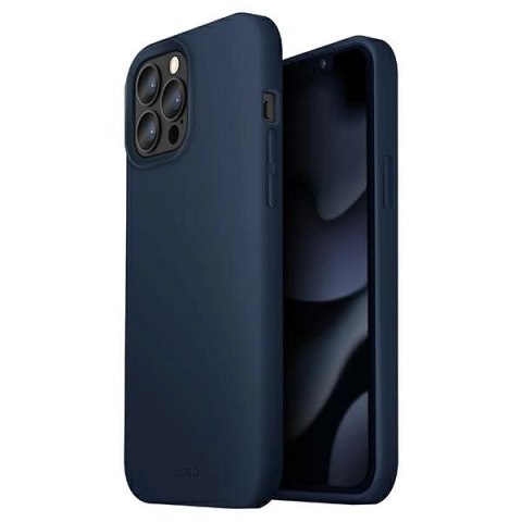 Etui Uniq Lino na iPhone 13 Pro Max - niebieskie