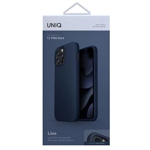 Etui Uniq Lino na iPhone 13 Pro Max - niebieskie