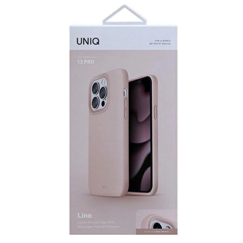 Etui Uniq Lino na iPhone 13 Pro / iPhone 13 - różowe Etui Uniq Lino na iPhone 13 Pro / iPhone 13 - różowe