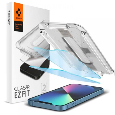 Szkło hartowane Spigen Glas.tR EZ Fit AntiBlue na iPhone 13 / 13 Pro / 14 / 16e - 2 szt. Szkło hartowane Spigen Glas.tR EZ Fit AntiBlue na iPhone 13 / 13 Pro / 14 / 16e - 2 szt.