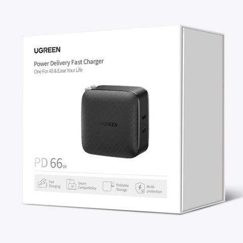 Ugreen ładowarka sieciowa 2x USB Typ C 66W Power Delivery 3.0 Quick Charge 4.0+ czarny (CD216) Ugreen ładowarka sieciowa 2x USB Typ C 66W Power Delivery 3.0 Quick Charge 4.0+ czarny (CD216)