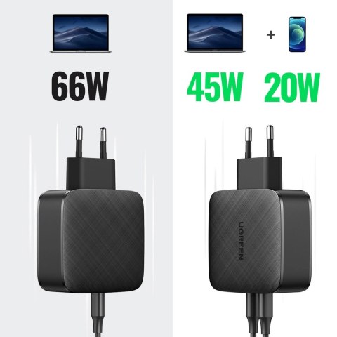 Ugreen ładowarka sieciowa 2x USB Typ C 66W Power Delivery 3.0 Quick Charge 4.0+ czarny (CD216) Ugreen ładowarka sieciowa 2x USB Typ C 66W Power Delivery 3.0 Quick Charge 4.0+ czarny (CD216)