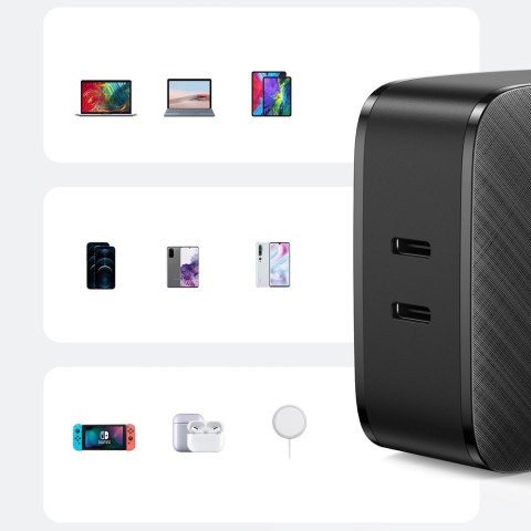 Ugreen ładowarka sieciowa 2x USB Typ C 66W Power Delivery 3.0 Quick Charge 4.0+ czarny (CD216) Ugreen ładowarka sieciowa 2x USB Typ C 66W Power Delivery 3.0 Quick Charge 4.0+ czarny (CD216)