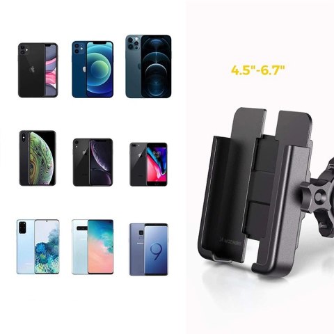 Wozinsky metalowy uchwyt na telefon do roweru, hulajnogi czarny (WBHBK3) Wozinsky metalowy uchwyt na telefon do roweru, hulajnogi czarny (WBHBK3)