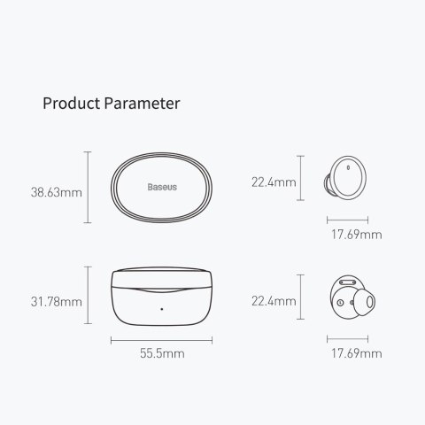 Baseus Bowie E2 bezprzewodowe słuchawki TWS Bluetooth 5.2 wodoodporne IP55 czarny (NGTW090001) Baseus Bowie E2 bezprzewodowe słuchawki TWS Bluetooth 5.2 wodoodporne IP55 czarny (NGTW090001)