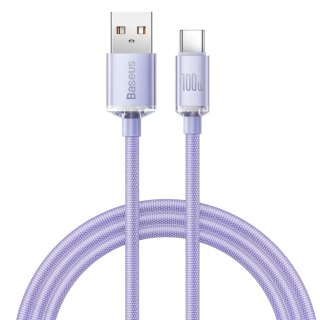 Baseus Crystal Shine Series kabel przewód USB do szybkiego ładowania i transferu danych USB Typ A - USB Typ C 100W 1,2m fioletow