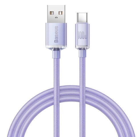 Baseus Crystal Shine Series kabel przewód USB do szybkiego ładowania i transferu danych USB Typ A - USB Typ C 100W 1,2m fioletow Baseus Crystal Shine Series kabel przewód USB do szybkiego ładowania i transferu danych USB Typ A - USB Typ C 100W 1,2m fioletow