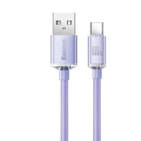Baseus Crystal Shine Series kabel przewód USB do szybkiego ładowania i transferu danych USB Typ A - USB Typ C 100W 1,2m fioletow Baseus Crystal Shine Series kabel przewód USB do szybkiego ładowania i transferu danych USB Typ A - USB Typ C 100W 1,2m fioletow