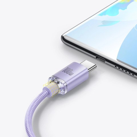 Baseus Crystal Shine Series kabel przewód USB do szybkiego ładowania i transferu danych USB Typ A - USB Typ C 100W 1,2m fioletow Baseus Crystal Shine Series kabel przewód USB do szybkiego ładowania i transferu danych USB Typ A - USB Typ C 100W 1,2m fioletow