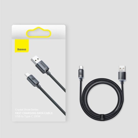 Baseus Crystal Shine Series kabel przewód USB do szybkiego ładowania i transferu danych USB Typ A - USB Typ C 100W 1,2m fioletow Baseus Crystal Shine Series kabel przewód USB do szybkiego ładowania i transferu danych USB Typ A - USB Typ C 100W 1,2m fioletow