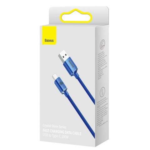 Baseus Crystal Shine Series kabel przewód USB do szybkiego ładowania i transferu danych USB Typ A - USB Typ C 100W 1,2m niebiesk Baseus Crystal Shine Series kabel przewód USB do szybkiego ładowania i transferu danych USB Typ A - USB Typ C 100W 1,2m niebiesk
