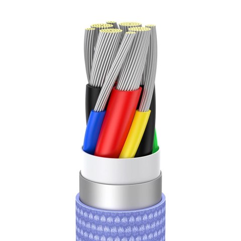 Kabel Baseus CAJY000701 USB-C - USB-C PD 100W 5A 480Mb/s 1,2m - fioletowy Kabel Baseus CAJY000701 USB-C - USB-C PD 100W 5A 480Mb/s 1,2m - fioletowy
