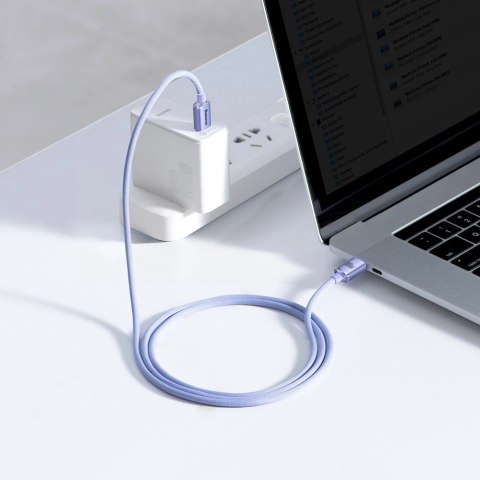 Kabel Baseus CAJY000701 USB-C - USB-C PD 100W 5A 480Mb/s 1,2m - fioletowy Kabel Baseus CAJY000701 USB-C - USB-C PD 100W 5A 480Mb/s 1,2m - fioletowy