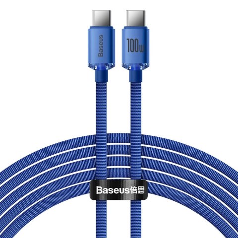 Kabel Baseus CAJY000703 USB-C - USB-C PD 100W 480Mb/s 2m - niebieski Kabel Baseus CAJY000703 USB-C - USB-C PD 100W 480Mb/s 2m - niebieski