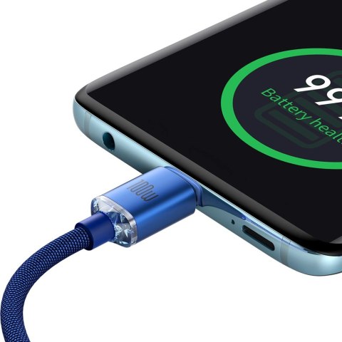 Kabel Baseus CAJY000703 USB-C - USB-C PD 100W 480Mb/s 2m - niebieski Kabel Baseus CAJY000703 USB-C - USB-C PD 100W 480Mb/s 2m - niebieski
