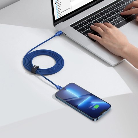 Kabel Baseus CAJY000703 USB-C - USB-C PD 100W 480Mb/s 2m - niebieski Kabel Baseus CAJY000703 USB-C - USB-C PD 100W 480Mb/s 2m - niebieski