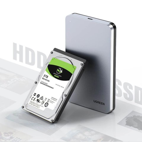 Kieszeń Ugreen CM300 70498 na dysk twardy 2,5'' SATA 3.0 6Gbps - szary + kabel USB-C - USB-A 0.5m Kieszeń Ugreen CM300 70498 na dysk twardy 2,5'' SATA 3.0 6Gbps - szary + kabel USB-C - USB-A 0.5m