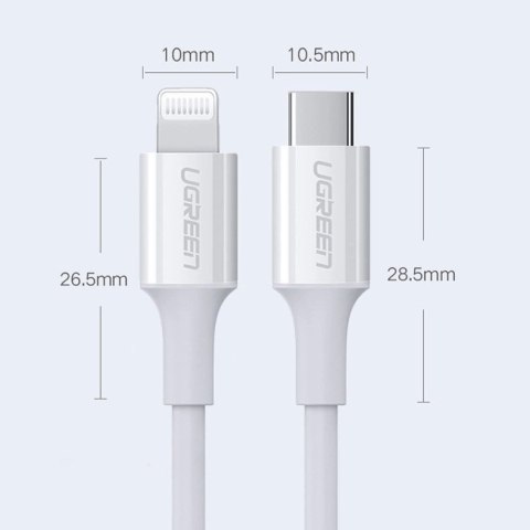 Ugreen kabel przewód MFi USB Typ C - Lightning 20W 3A 0.25 m biały (US171) Ugreen kabel przewód MFi USB Typ C - Lightning 20W 3A 0.25 m biały (US171)