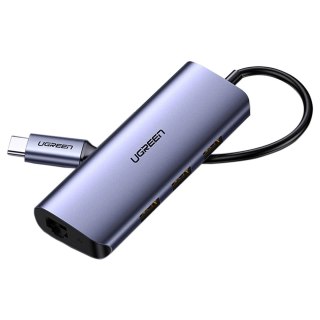 Ugreen wielofunkcyjny adapter HUB USB Typ C - 3 x USB / Ethernet RJ-45 / micro USB szary (CM252)