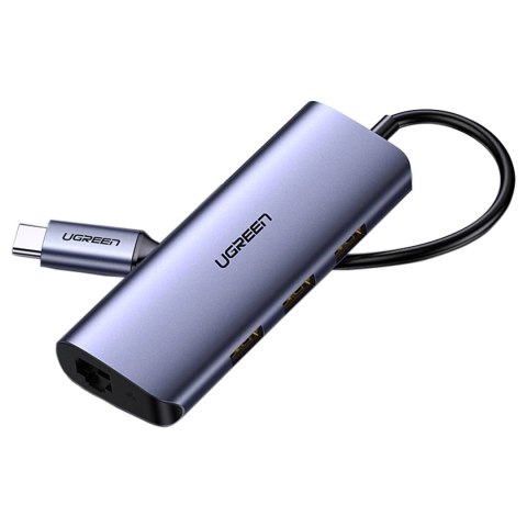Ugreen wielofunkcyjny adapter HUB USB Typ C - 3 x USB / Ethernet RJ-45 / micro USB szary (CM252)