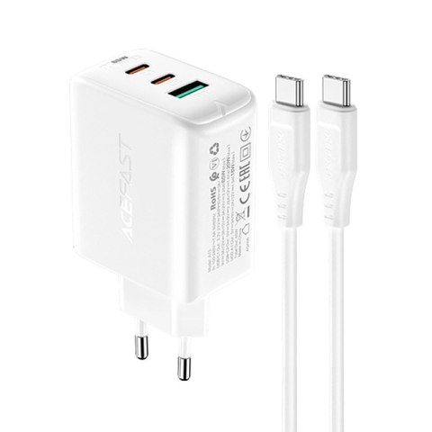 Acefast 2w1 ładowarka sieciowa 2x USB-C / USB-A 65W, PD, QC 3.0, AFC, FCP (zestaw z kablem USB-C 1.2m) biały (A13 white) Acefast 2w1 ładowarka sieciowa 2x USB-C / USB-A 65W, PD, QC 3.0, AFC, FCP (zestaw z kablem USB-C 1.2m) biały (A13 white)