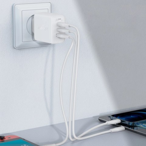 Acefast 2w1 ładowarka sieciowa 2x USB-C / USB-A 65W, PD, QC 3.0, AFC, FCP (zestaw z kablem USB-C 1.2m) biały (A13 white) Acefast 2w1 ładowarka sieciowa 2x USB-C / USB-A 65W, PD, QC 3.0, AFC, FCP (zestaw z kablem USB-C 1.2m) biały (A13 white)