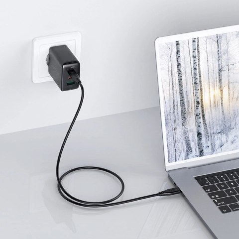 Acefast 2w1 ładowarka sieciowa 2x USB-C / USB-A 65W, PD, QC 3.0, AFC, FCP (zestaw z kablem USB-C 1.2m) czarny (A13 black) Acefast 2w1 ładowarka sieciowa 2x USB-C / USB-A 65W, PD, QC 3.0, AFC, FCP (zestaw z kablem USB-C 1.2m) czarny (A13 black)