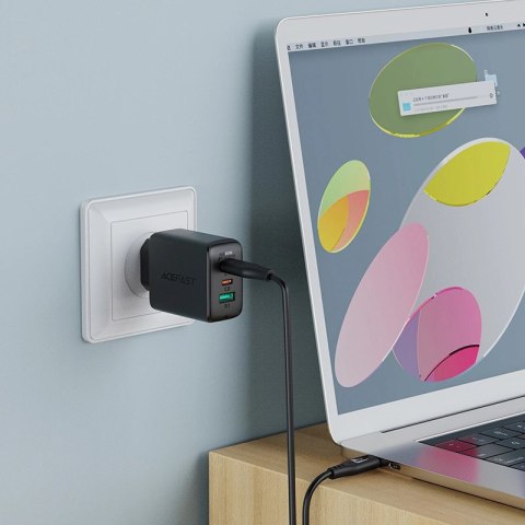 Acefast 2w1 ładowarka sieciowa 2x USB-C / USB-A 65W, PD, QC 3.0, AFC, FCP (zestaw z kablem USB-C 1.2m) czarny (A13 black) Acefast 2w1 ładowarka sieciowa 2x USB-C / USB-A 65W, PD, QC 3.0, AFC, FCP (zestaw z kablem USB-C 1.2m) czarny (A13 black)