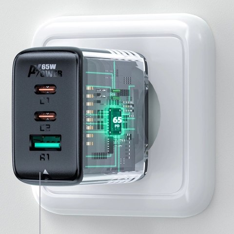 Acefast 2w1 ładowarka sieciowa 2x USB-C / USB-A 65W, PD, QC 3.0, AFC, FCP (zestaw z kablem USB-C 1.2m) czarny (A13 black) Acefast 2w1 ładowarka sieciowa 2x USB-C / USB-A 65W, PD, QC 3.0, AFC, FCP (zestaw z kablem USB-C 1.2m) czarny (A13 black)