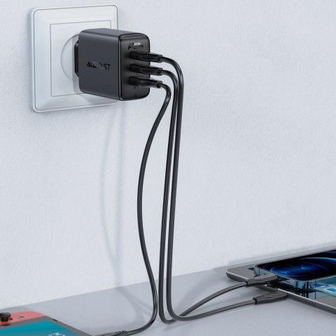 Acefast 2w1 ładowarka sieciowa 2x USB-C / USB-A 65W, PD, QC 3.0, AFC, FCP (zestaw z kablem USB-C 1.2m) czarny (A13 black) Acefast 2w1 ładowarka sieciowa 2x USB-C / USB-A 65W, PD, QC 3.0, AFC, FCP (zestaw z kablem USB-C 1.2m) czarny (A13 black)