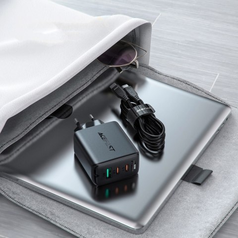 Acefast 2w1 ładowarka sieciowa 2x USB-C / USB-A 65W, PD, QC 3.0, AFC, FCP (zestaw z kablem USB-C 1.2m) czarny (A13 black) Acefast 2w1 ładowarka sieciowa 2x USB-C / USB-A 65W, PD, QC 3.0, AFC, FCP (zestaw z kablem USB-C 1.2m) czarny (A13 black)