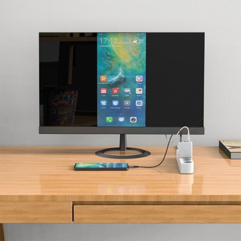 Acefast 2w1 ładowarka sieciowa GaN 65W USB Typ C / USB, adapter przejściówka HDMI 4K@60Hz (zestaw z kablem) biały (A17 white) Acefast 2w1 ładowarka sieciowa GaN 65W USB Typ C / USB, adapter przejściówka HDMI 4K@60Hz (zestaw z kablem) biały (A17 white)
