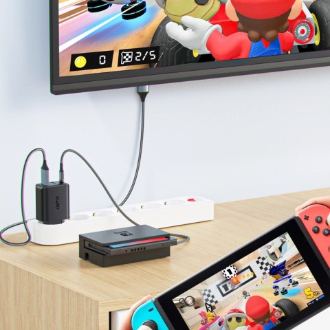 Acefast 2w1 ładowarka sieciowa GaN 65W USB Typ C / USB, adapter przejściówka HDMI 4K@60Hz (zestaw z kablem) biały (A17 white) Acefast 2w1 ładowarka sieciowa GaN 65W USB Typ C / USB, adapter przejściówka HDMI 4K@60Hz (zestaw z kablem) biały (A17 white)