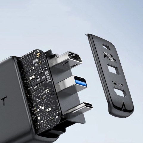 Acefast 2w1 ładowarka sieciowa GaN 65W USB Typ C / USB, adapter przejściówka HDMI 4K@60Hz (zestaw z kablem) biały (A17 white) Acefast 2w1 ładowarka sieciowa GaN 65W USB Typ C / USB, adapter przejściówka HDMI 4K@60Hz (zestaw z kablem) biały (A17 white)