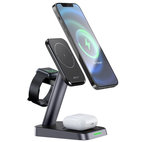 Acefast bezprzewodowa ładowarka Qi 15W do iPhone (z MagSafe), Apple Watch i Apple AirPods stojak podstawka uchwyt magnetyczny cz Acefast bezprzewodowa ładowarka Qi 15W do iPhone (z MagSafe), Apple Watch i Apple AirPods stojak podstawka uchwyt magnetyczny cz