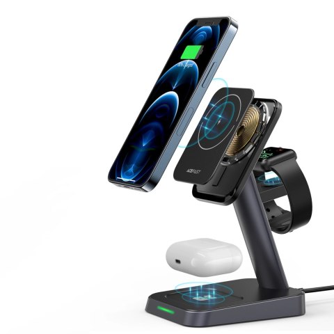 Acefast bezprzewodowa ładowarka Qi 15W do iPhone (z MagSafe), Apple Watch i Apple AirPods stojak podstawka uchwyt magnetyczny cz Acefast bezprzewodowa ładowarka Qi 15W do iPhone (z MagSafe), Apple Watch i Apple AirPods stojak podstawka uchwyt magnetyczny cz