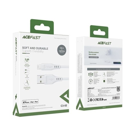 Acefast kabel MFI USB - Lightning 1,2m, 2,4A biały (C3-02 white) Acefast kabel MFI USB - Lightning 1,2m, 2,4A biały (C3-02 white)