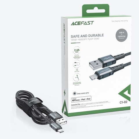 Acefast kabel MFI USB - Lightning 1,2m, 2,4A czarny (C1-02 black) Acefast kabel MFI USB - Lightning 1,2m, 2,4A czarny (C1-02 black)